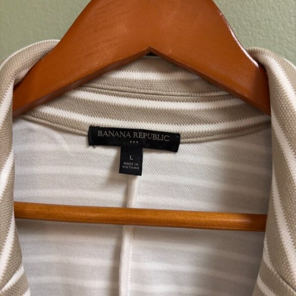 Banana Republic Womens Pique Striped Knit Blazer Size L Preppy Academia Coastal - Picture 2 of 15